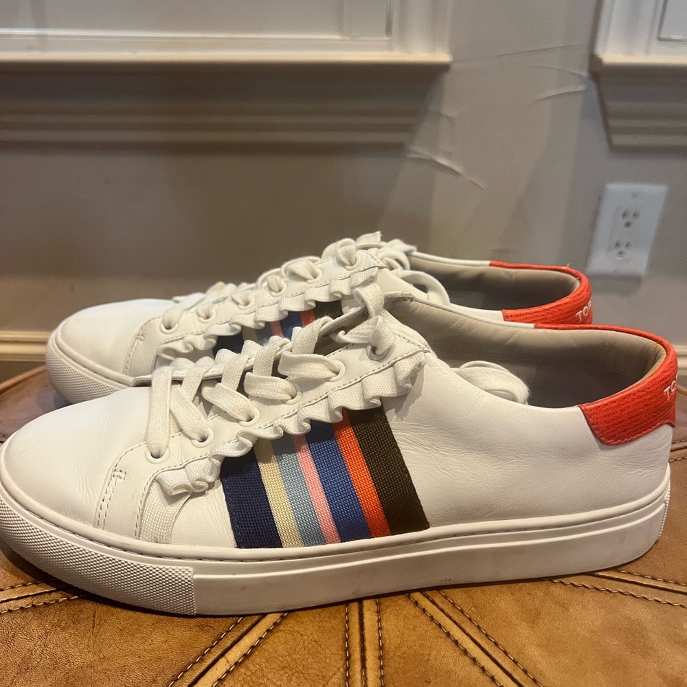 Tory Sport White Sneakers with Multicolor Stripes